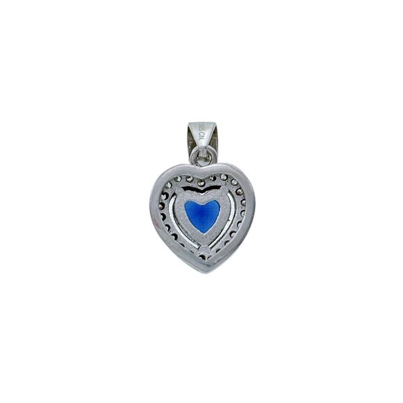 Vintage Sterling Silver 925 Blue and White Cubic Zirconia Heart Pendant - Picture 3 of 6